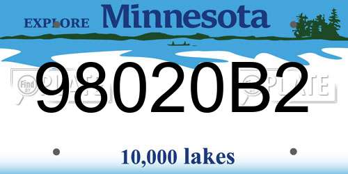 98020B2 Minnesota License Plate