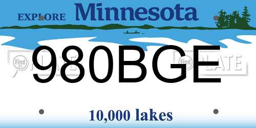 980BGE Minnesota License Plate