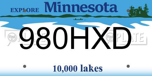 980HXD Minnesota License Plate
