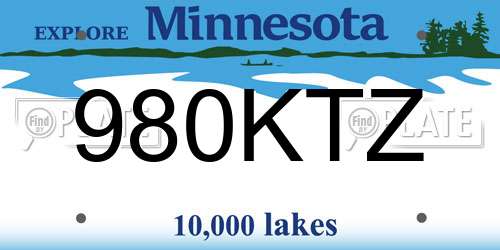 980KTZ Minnesota License Plate