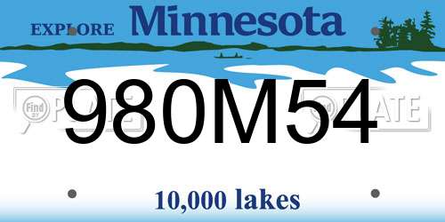 980M54 Minnesota License Plate
