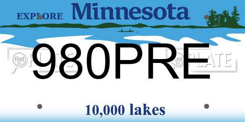 980PRE Minnesota License Plate
