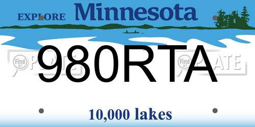 980RTA Minnesota License Plate