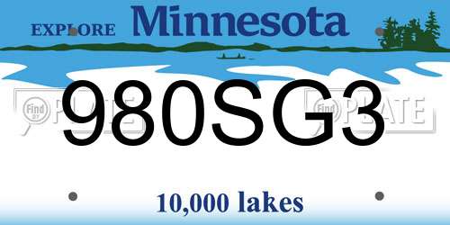 980SG3 Minnesota License Plate