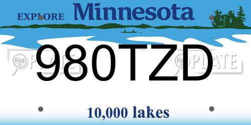 980TZD Minnesota License Plate
