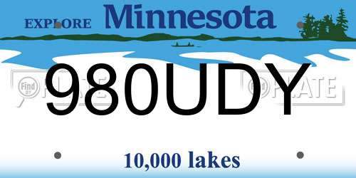 980UDY Minnesota License Plate
