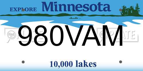 980VAM Minnesota License Plate