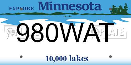 980WAT Minnesota License Plate