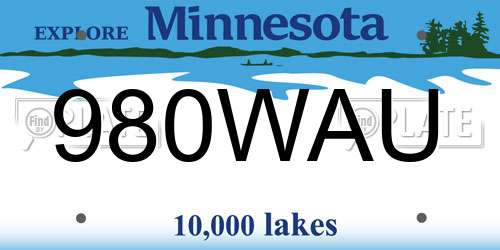 980WAU Minnesota License Plate