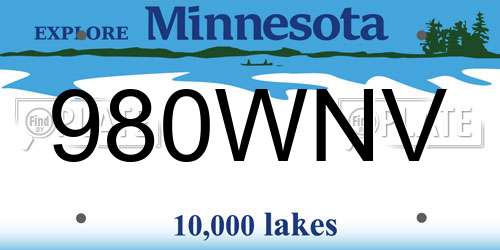 980WNV Minnesota License Plate
