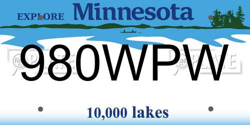 980WPW Minnesota License Plate