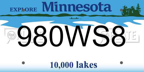980WS8 Minnesota License Plate