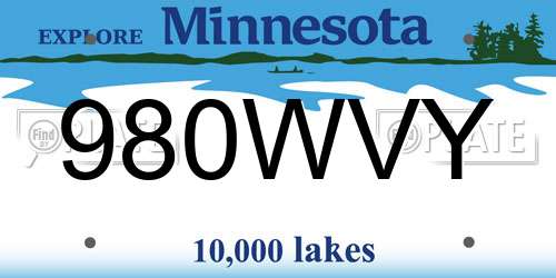 980WVY Minnesota License Plate