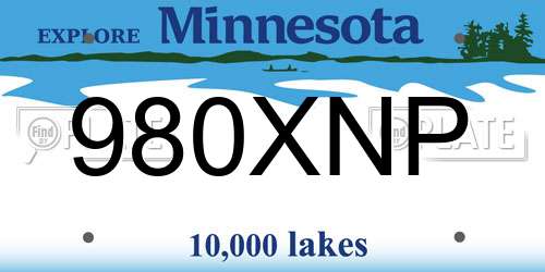 980XNP Minnesota License Plate