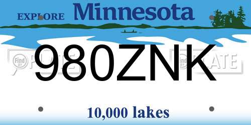 980ZNK Minnesota License Plate