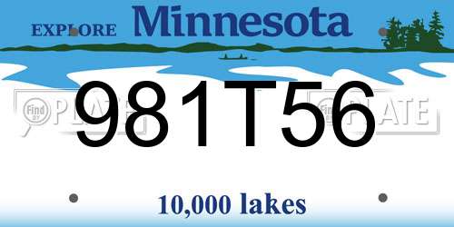 981T56 Minnesota License Plate