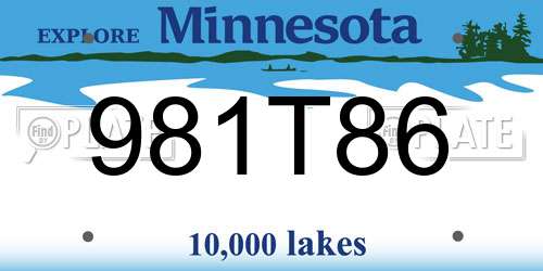 981T86 Minnesota License Plate