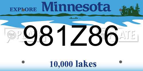 981Z86 Minnesota License Plate