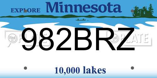982BRZ Minnesota License Plate