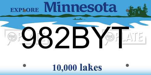 982BYT Minnesota License Plate