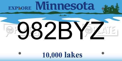 982BYZ Minnesota License Plate