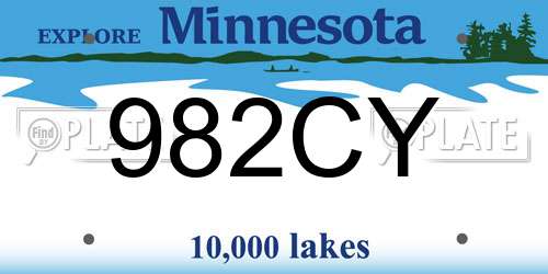 982CY Minnesota License Plate