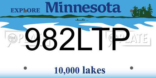 982LTP Minnesota License Plate