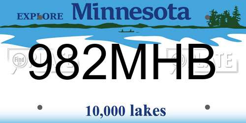 982MHB Minnesota License Plate