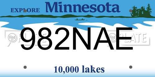 982NAE Minnesota License Plate