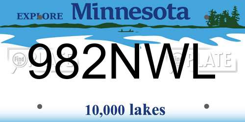 982NWL Minnesota License Plate