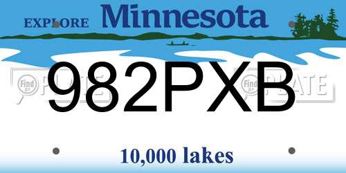 982PXB Minnesota License Plate