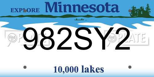 982SY2 Minnesota License Plate