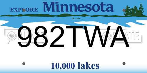 982TWA Minnesota License Plate