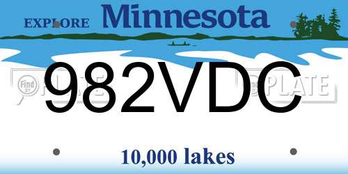 982VDC Minnesota License Plate