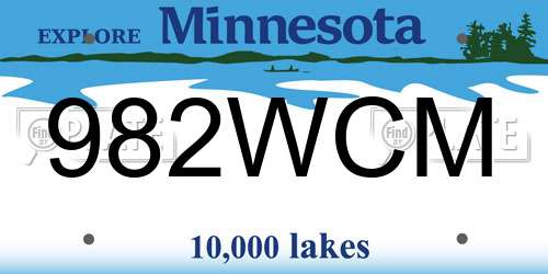 982WCM Minnesota License Plate