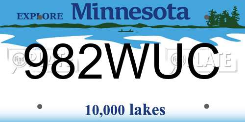 982WUC Minnesota License Plate