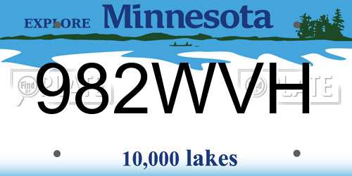 982WVH Minnesota License Plate