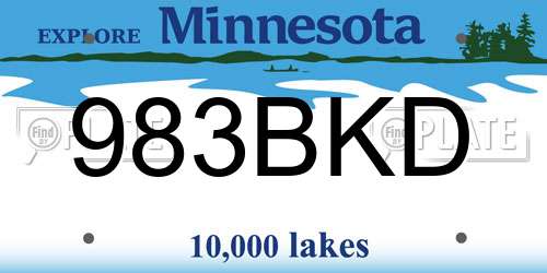 983BKD Minnesota License Plate