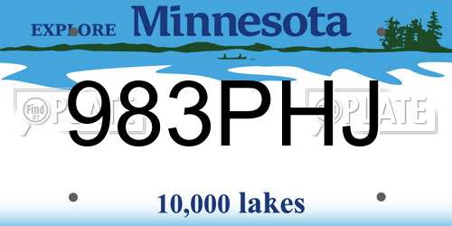 983PHJ Minnesota License Plate
