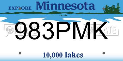 983PMK Minnesota License Plate
