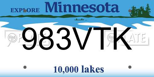 983VTK Minnesota License Plate