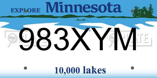 983XYM Minnesota License Plate