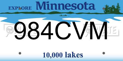 984CVM Minnesota License Plate