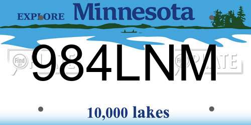 984LNM Minnesota License Plate