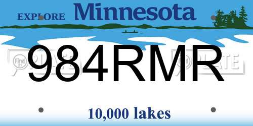 984RMR Minnesota License Plate