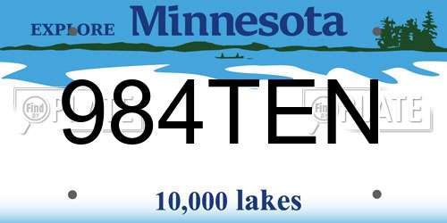 984TEN Minnesota License Plate