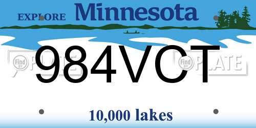 984VCT Minnesota License Plate
