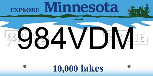 984VDM Minnesota License Plate