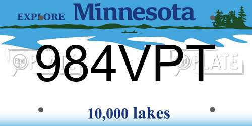 984VPT Minnesota License Plate