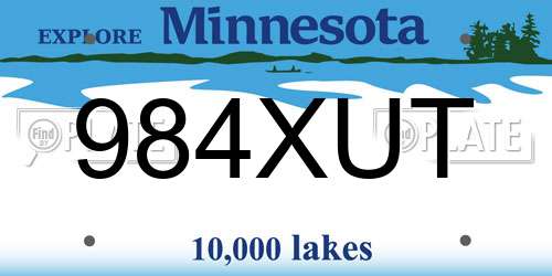 984XUT Minnesota License Plate